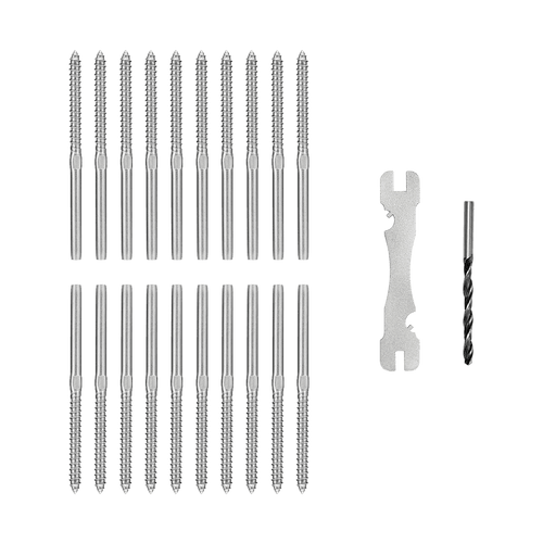 Stainless Steel DIY Rope Balustrade Kit 3.2mm Swage 2 x Lag Screw Term - 10 pack