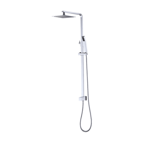WELS 8" Rain Shower Head Set Square Dual Heads Faucet High Pressure Hand Held
