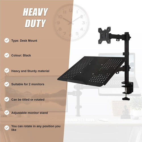 Monitor Mount & Laptop and Tablet Shelf Stands Holders Adjustable Workspace Arm
