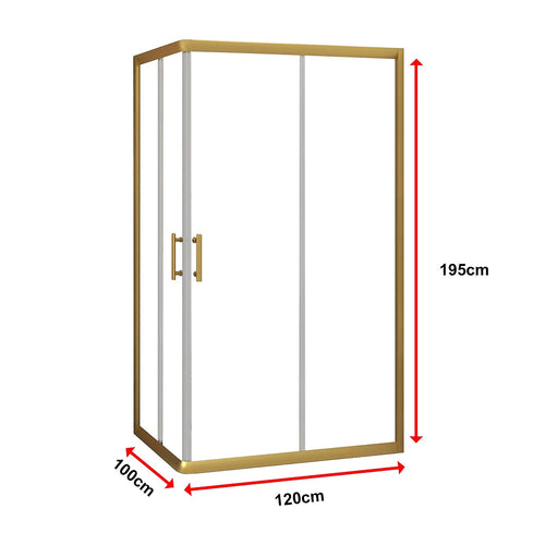 Adjustable 1000x1200mm Sliding Door Glass Shower Screen in Gold with Shower Handle Style 2 - Gold