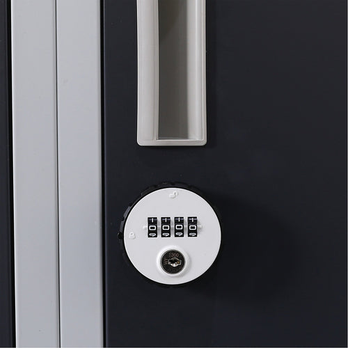 12-Door Steel Locker – Grey with Charcoal Door, 4-Digit Combination Lock
