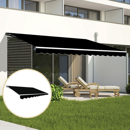 Outdoor Awning Black - 5x3m Retractable Sunshade