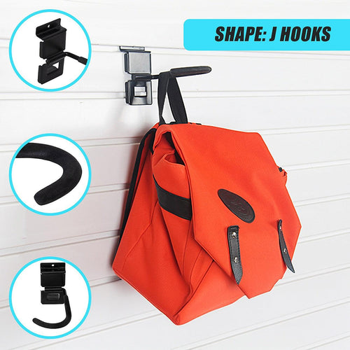 Slatwall Storage Pack for Retail Display Garage Storage - Black Side Wall J Hook