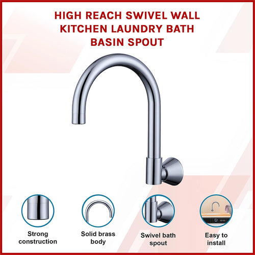 High Reach Swivel Wall Kitchen Laundry Bath Basin Spout