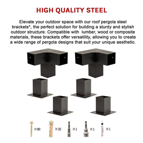 Pergola Kit with Matte Black Steel Brackets – Single Wall Mount - Heavy ...