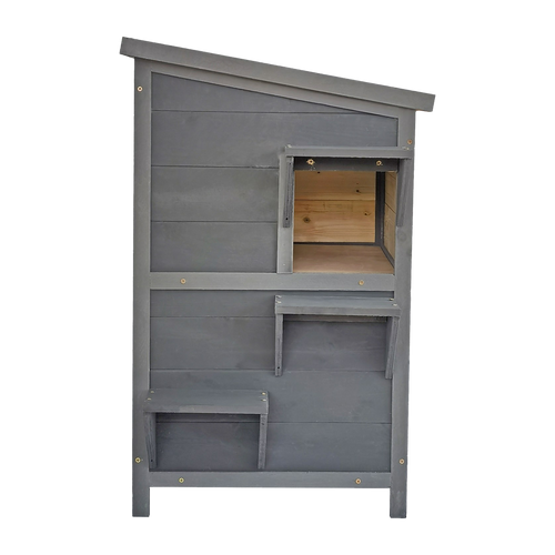 2-Story Wooden Cat House – Weatherproof Indoor/Outdoor Pet Shelter with Bitumen Roof