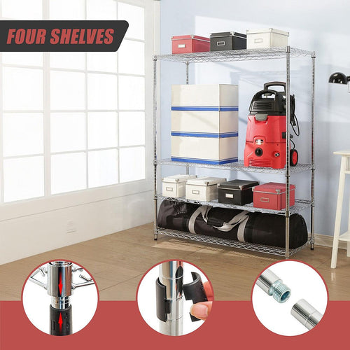 Modular Wire Storage Shelf 1500 x 600 x 1800mm Steel Shelving - Carbon Chrome Plated