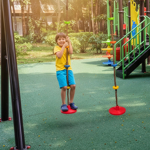 Playground Climbing Rope Swing with Disc – Outdoor Rotating Swing for Kids & Adults