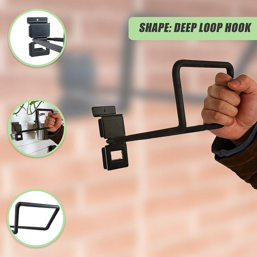 Slatwall Storage Pack for Retail Display Garage Storage - Black Deep Loop Hook