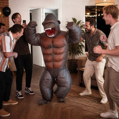 Adult Inflatable Gorilla Costume King Kong Ape Blow Up Halloween Fancy Dress Suit