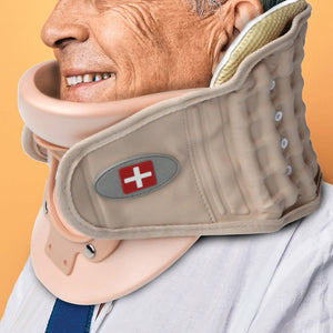 Neck Traction Air Decompression Support Brace Cervical Collar Hand Pump