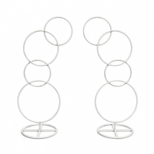 Wedding Arch Backdrop Stand Set – 2 White Round Metal Frames