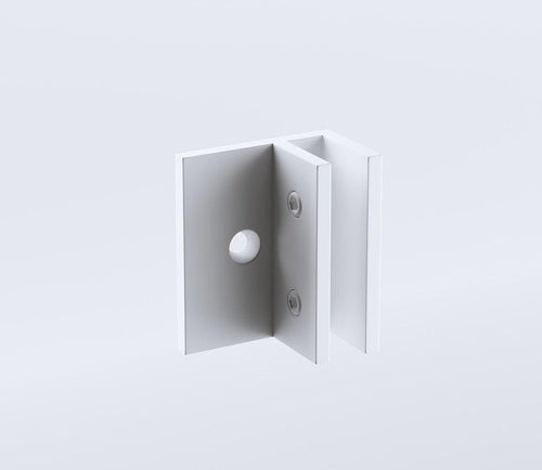 110cm Wall to Wall Frameless Shower Screen with White Brackets and Brass Hinges, Square Knob Handle