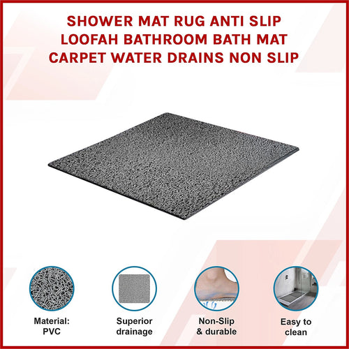 Shower Mat Rug Anti Slip Loofah Bathroom Bath Mat Carpet Water Drains Non Slip