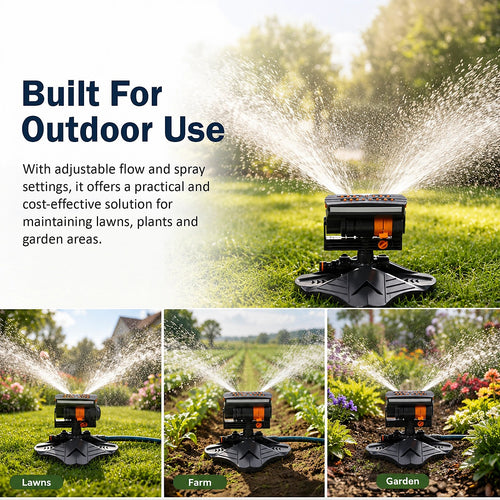 Garden Rotary Sprinkler 3 Arm 360° Adjustable Lawn Watering System