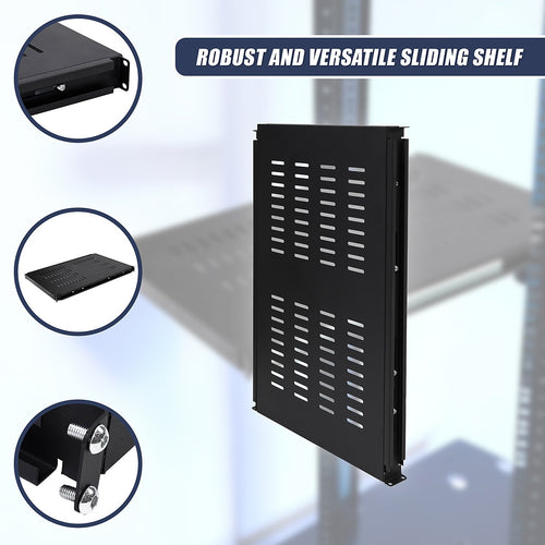 1U 1RU Sliding Shelf 26" Inch Deep Vented for 19" Rack System Server Cabinet