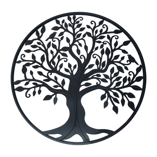 60cm Black Tree of Life Wall Art Hanging Metal Iron Sculpture Garden