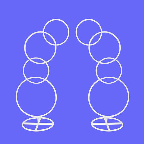 2pcs Round Wedding Arch Backdrop Rings Loops Flower Balloon Lawn Row Stand