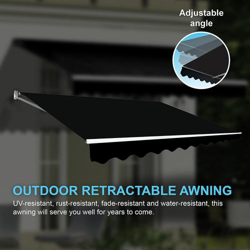 Automatic Retractable Awning 3x2.5m - Black Outdoor Wall Sunshade