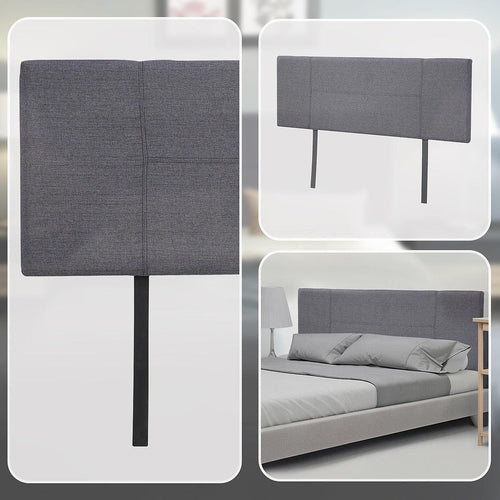 Double Grey Linen Fabric Bed Headboard Bedhead