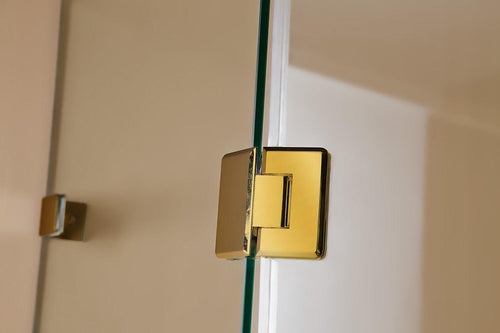 Frameless 10mm Glass Shower Screen - 1000 x 1000mm - Gold Hinges/Brackets and Round Handle