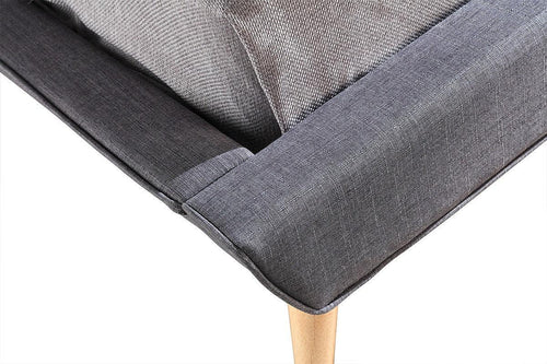 King Linen Fabric Bed with Button Tufted Headboard - Grey