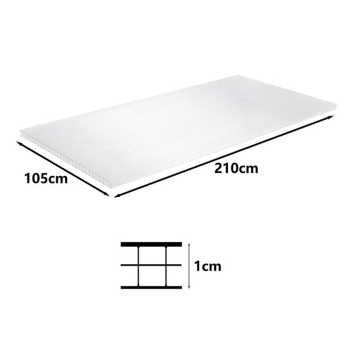  Polycarbonate Roofing Sheets Clear UV Roof 1050x2100mm; 10mm 5 Pack
