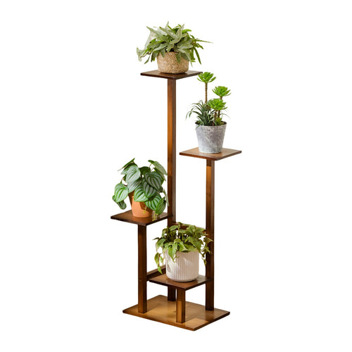 4 Tier Vertical Dark Wood Plant Stand Indoor Display Rack