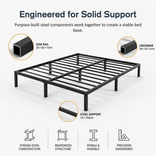 King Heavy-Duty Steel Bed Frame Base for Australian Mattresses