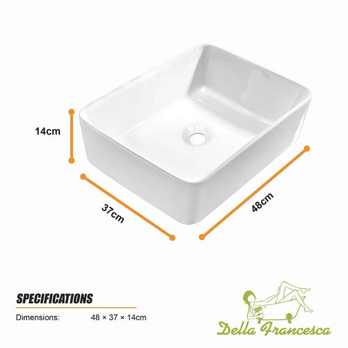 Ceramic Above Counter Bathroom Basin White 48cm