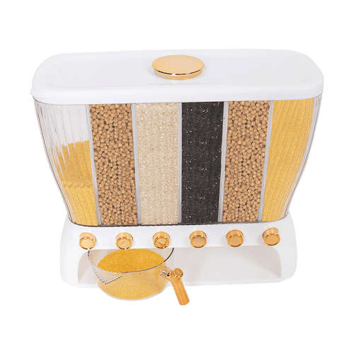 6 Grids Dispenser Storage Container Rice Cereal Beans Grain