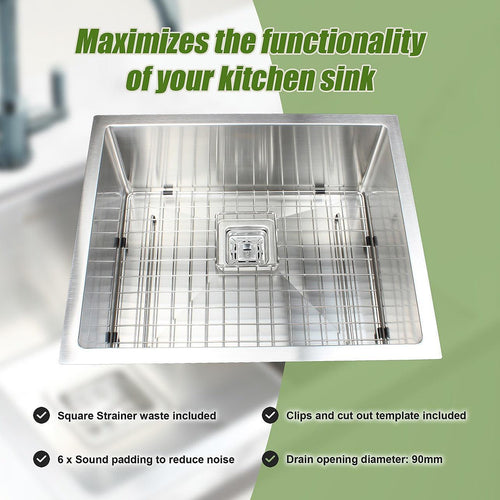 430x455mm Handmade 1.5mm Stainless Steel Sink with Square Waste