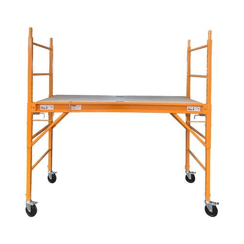 Mobile Scaffold Ladder - Yellow, Wheeled, 450kg Capacity