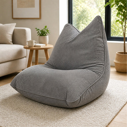 3 in 1 Bean Bag Cover No Filling Grey Corduroy 140 x 180cm