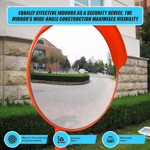 60cm Round Convex Mirror Blind Spot Safety Traffic Driveway Shop Wide Angle