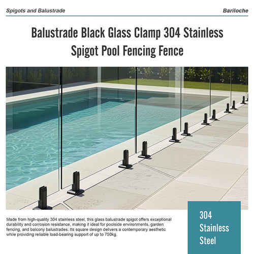 Glass Black Spigot 304 Stainless Steel Balustrade Pool Fence