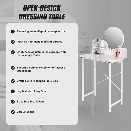 White Dressing Table with Mirror – Makeup Vanity Desk for Bedroom