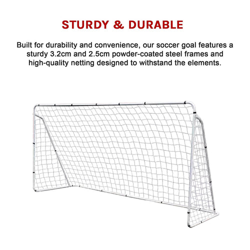 3.6x1.8m Portable Soccer Goal – Steel Frame Football Net for Training & Backyard Play