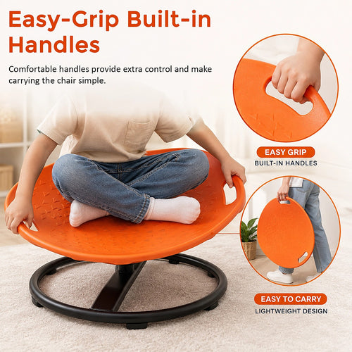 360° Sensory Spinning Chair for Kids with Stable Base & Handles Active Balance Spin Seat Indoor Play