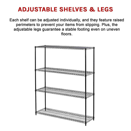 Modular Wire Storage Shelf 1500 x 350 x 1800mm Steel Shelving - Baking Black Technology