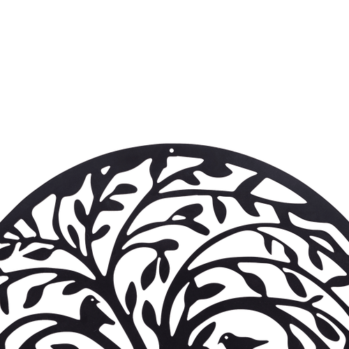 60cm Tree of Life & Birds Round Metal Wall Garden Art Sculpture