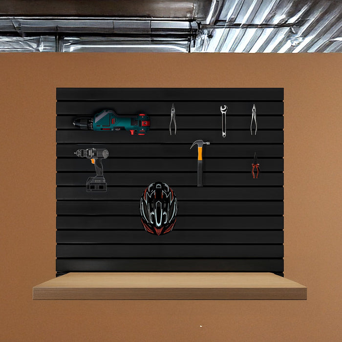 Slatwall Storage Pack for Retail Display Garage Storage - Black PVC Panels