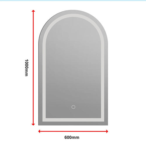 Arched LED Wall Mirror Bathroom Mirrors Makeup Anti-fog 600mm x 1000mm