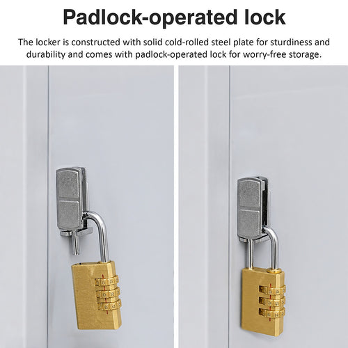 2-Door Metal Locker Cabinet in Grey – Padlock-operated
