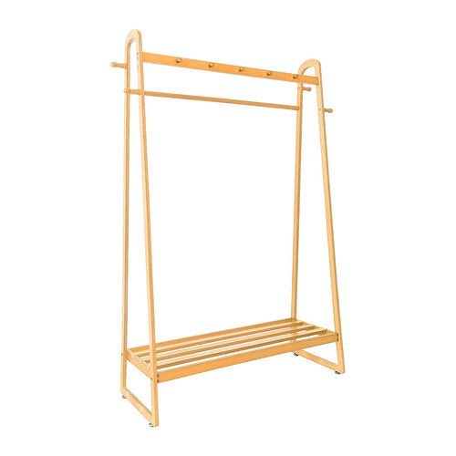 Wood Slim Clothes Rack 160x100cm Space Saving Floor Stand