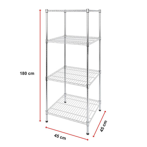 Modular Wire Storage Shelf 450 x 450 x 1800mm Steel Shelving - Carbon Chrome Plated