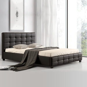 Double Black PU Leather Deluxe Bed Frame