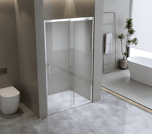 150mm Adjustable (155-170cm) Wall to Wall Sliding Glass Shower Door with Shower Handle Style 3 - Chrome