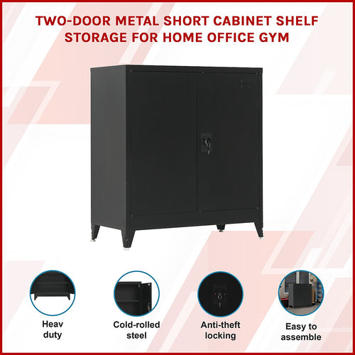 Two-Door Metal Locker - Black with Legs