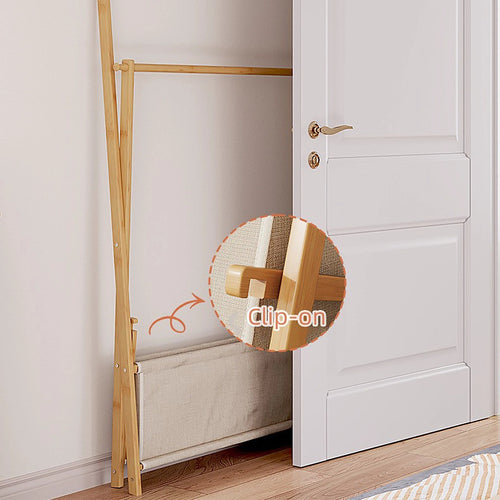 100x155cm Freestanding Clothes Rail Garment Rack in Wood with Storage Shelf – Stylish, Space-Efficient Organiser